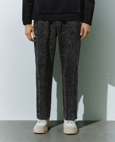  URBAN REVIVO - Quần jeans nam ống đứng lưng thun 