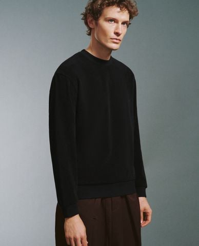  URBAN REVIVO - Áo sweatshirt nam cổ tròn tay dài Straight 