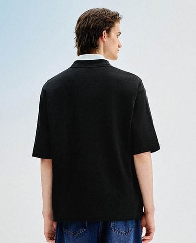  URBAN REVIVO - Áo polo nam cổ bẻ tay ngắn Embossed Loose 