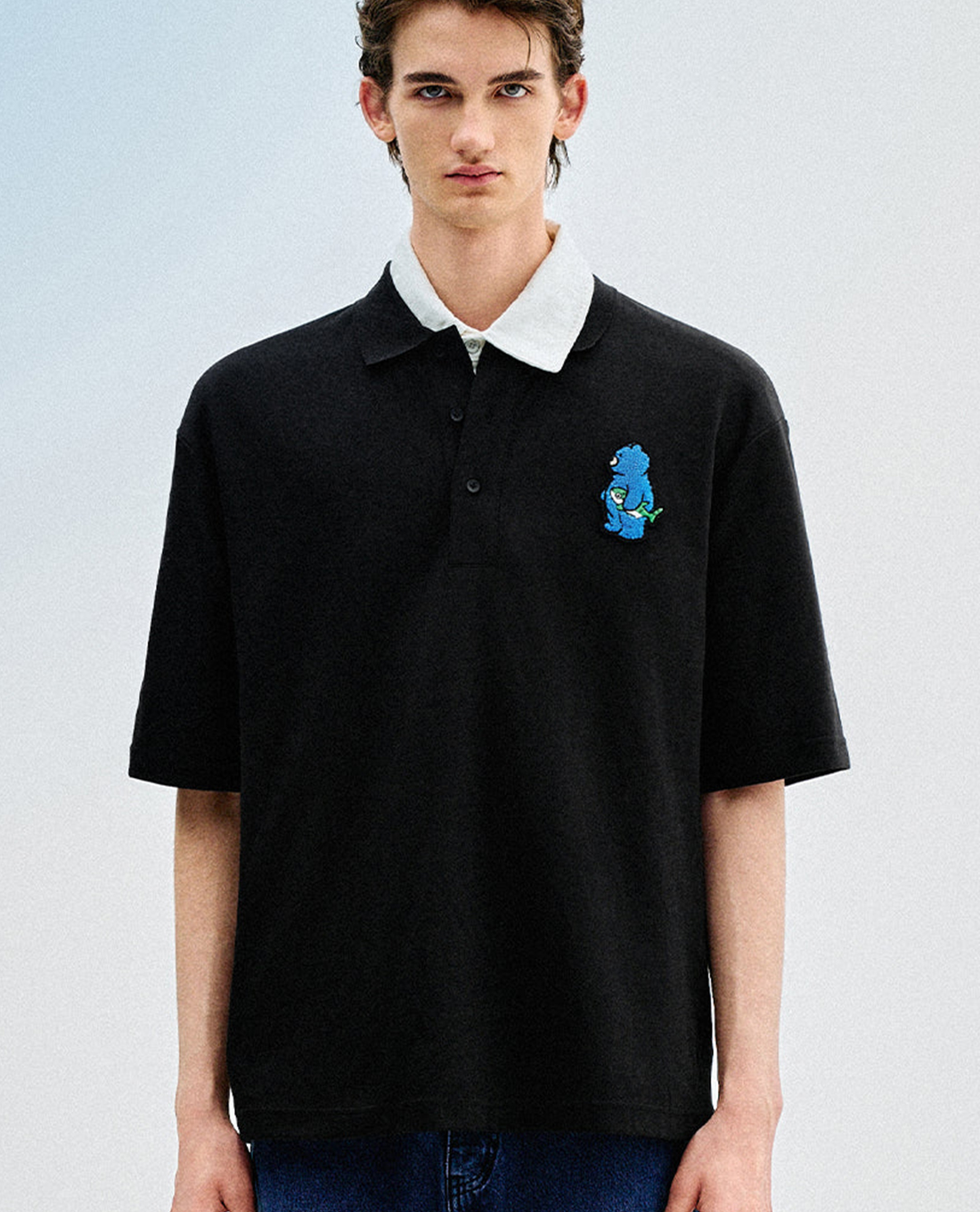 URBAN REVIVO - Áo polo nam cổ bẻ tay ngắn Drop Shoulder