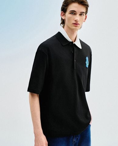  URBAN REVIVO - Áo polo nam cổ bẻ tay ngắn Drop Shoulder 