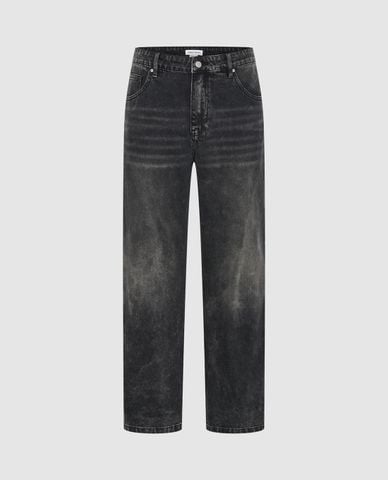  URBAN REVIVO - Quần jeans nam ống rộng wash bạc Straight 