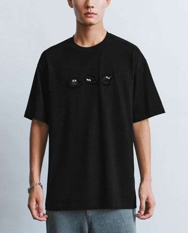  URBAN REVIVO - Áo thun nam cổ tròn tay ngắn phối hình Printed 