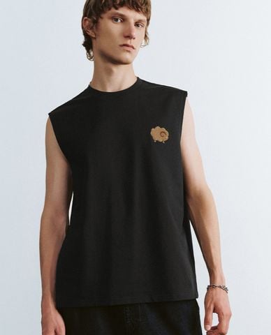  URBAN REVIVO - Áo ba lỗ nam cổ tròn phom suông Embroidered 