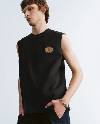  URBAN REVIVO - Áo ba lỗ nam cổ tròn phom suông Embroidered 