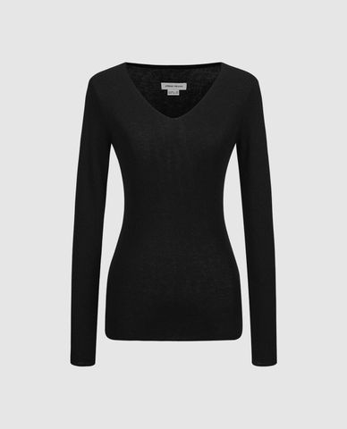  URBAN REVIVO - Áo thun nữ cổ V tay dài thời thượng 