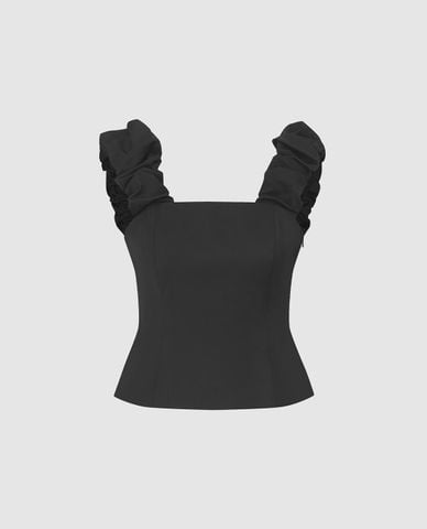  URBAN REVIVO - Áo hai dây nữ bản lớn cổ vuông 