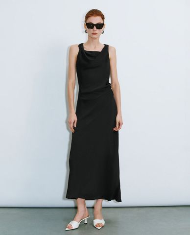  URBAN REVIVO - Đầm sát nách midi cổ đổ nữ tính ALine 