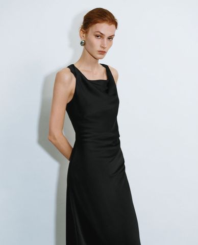  URBAN REVIVO - Đầm sát nách midi cổ đổ nữ tính ALine 