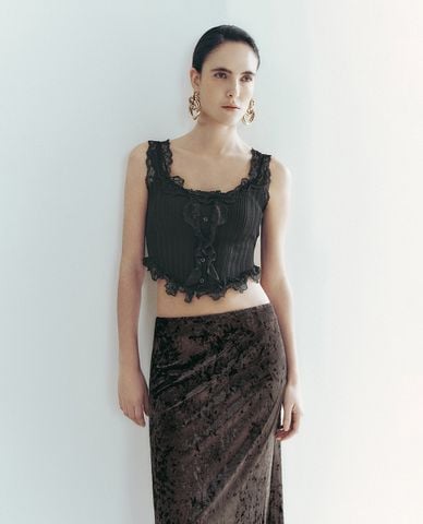  URBAN REVIVO - Áo kiểu nữ hai dây thời thượng 