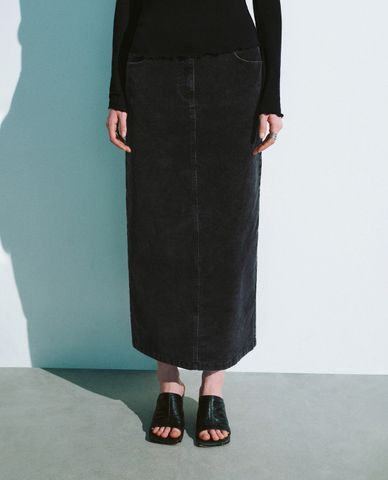  URBAN REVIVO - Chân váy denim midi thanh lịch 