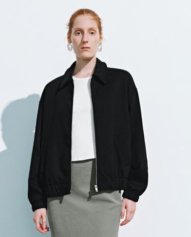  URBAN REVIVO - Áo khoác nữ phom rộng phối zip Drawstring Hem 