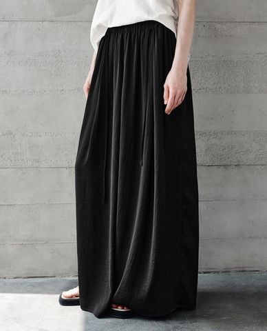  URBAN REVIVO - Quần nữ ống rộng lưng thun phối dây rút 