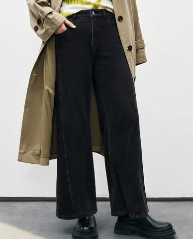  URBAN REVIVO - Quần jeans nữ ống rộng hiện đại 