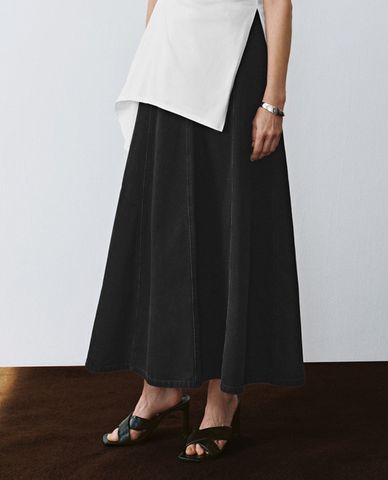  URBAN REVIVO - Chân váy denim midi lưng cao Regular 