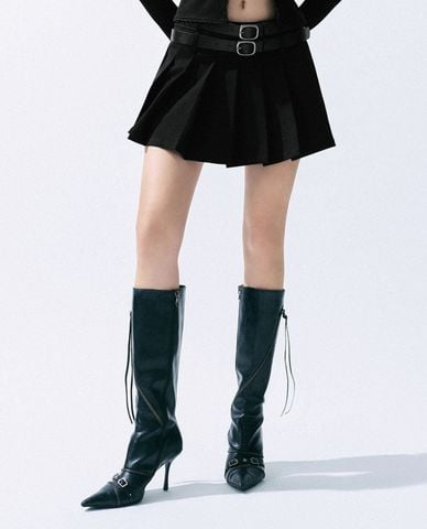  URBAN REVIVO - Chân váy xếp li phom mini kèm thắt lưng 