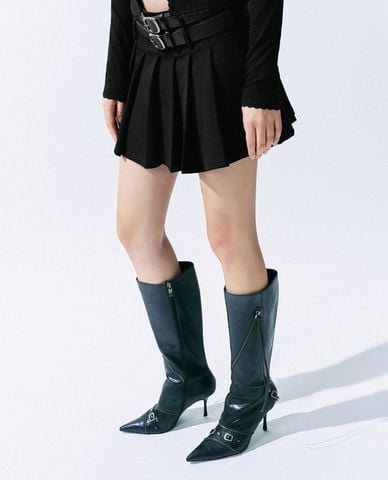  URBAN REVIVO - Chân váy xếp li phom mini kèm thắt lưng 