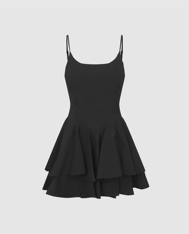  URBAN REVIVO - Đầm hai dây mini xếp tầng 