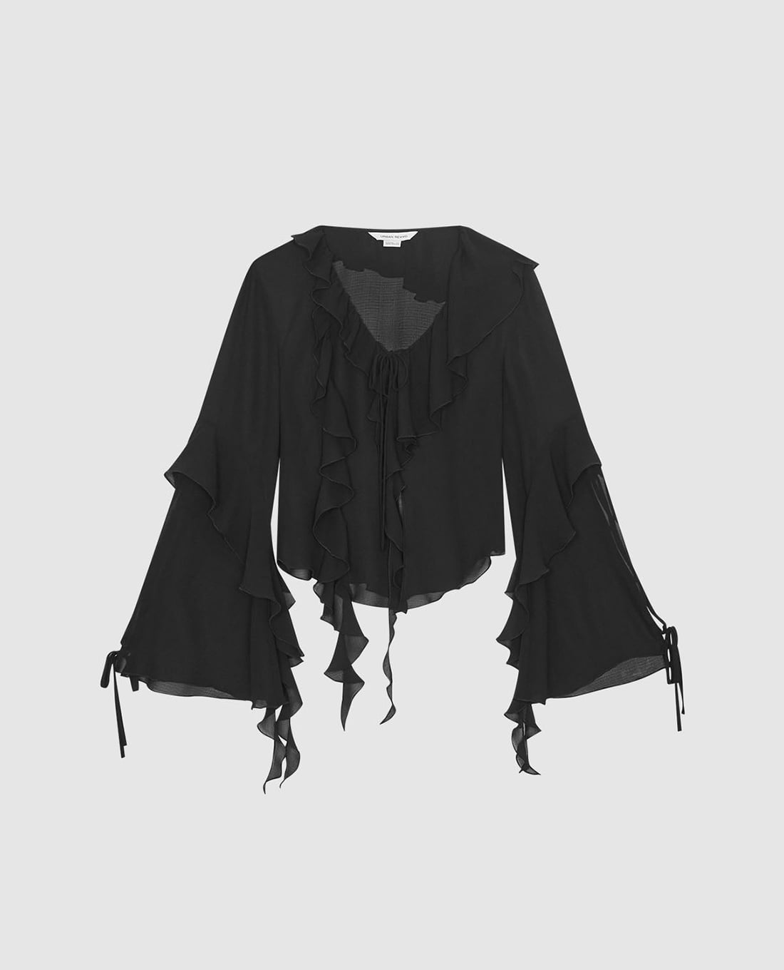 URBAN REVIVO - Áo kiểu nữ cổ V phối tua rua