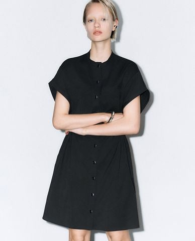  URBAN REVIVO - Đầm sơ mi mini phối thắt lưng 