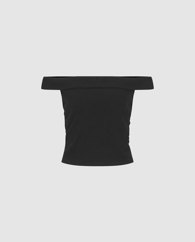  URBAN REVIVO - Áo trễ vai nữ phom ôm hiện đại 