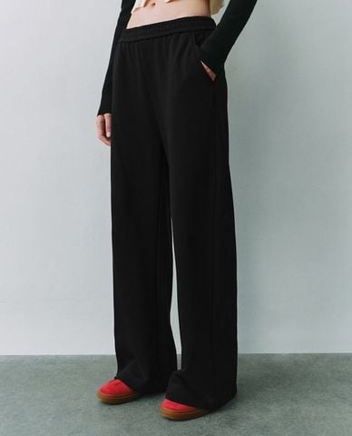  URBAN REVIVO - Quần nữ ống rộng lưng thun hiện đại 