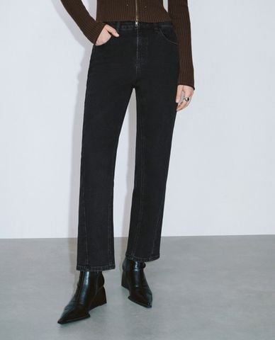  URBAN REVIVO - Quần jeans nữ ống đứng hiện đại 