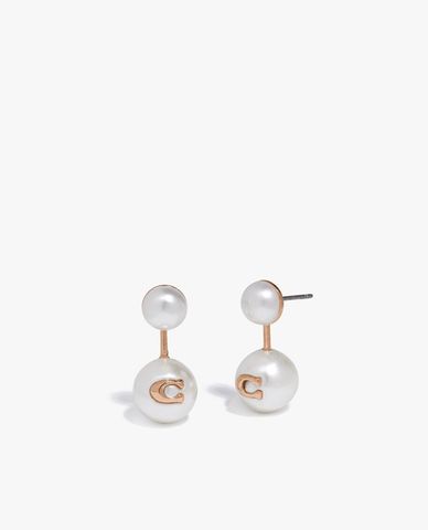  COACH - Khuyên tai nữ ngọc trai Sculpted Signature Pearl 