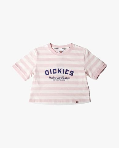  DICKIES - Áo croptop nữ cổ tròn tay ngắn hoạ tiết sọc ngang 