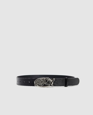  URBAN REVIVO - Thắt lưng nữ bản vừa khoá kim loại phối chữ 