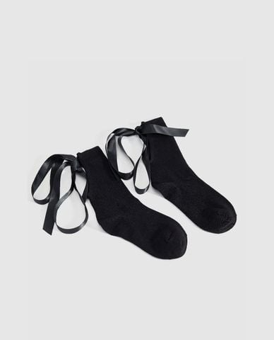  URBAN REVIVO - Vớ nữ cổ cao phối ruy băng 