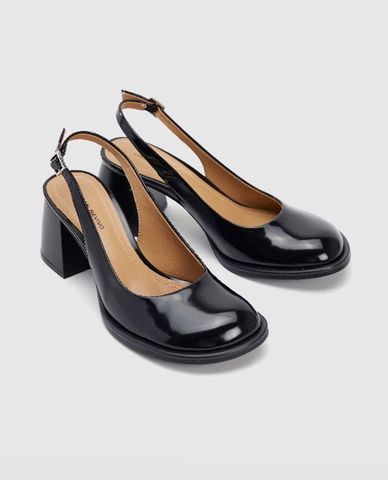  URBAN REVIVO - Giày cao gót nữ bít mũi đế vuông Vegan Leather 