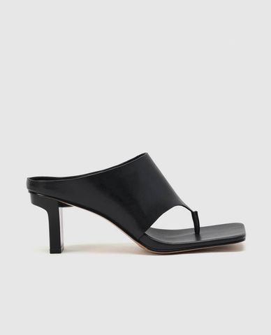  URBAN REVIVO - Giày mules cao gót nữ mũi vuông cá tính 