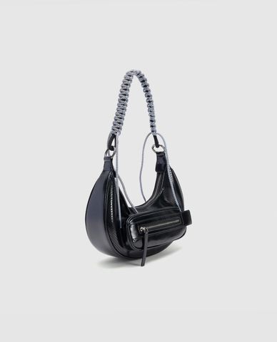  URBAN REVIVO - Túi đeo vai nữ hình bán nguyệt phối dây cá tính 