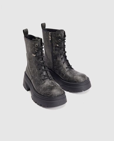  URBAN REVIVO - Giày boots nữ đế cao Distressed Round Toe 