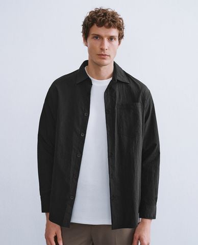  URBAN REVIVO - Áo sơ mi nam cổ bẻ tay dài Button Up Loose 