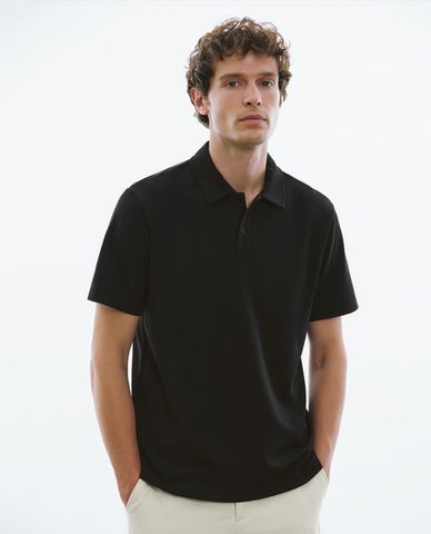  URBAN REVIVO - Áo polo nam cổ bẻ tay ngắn Straight 