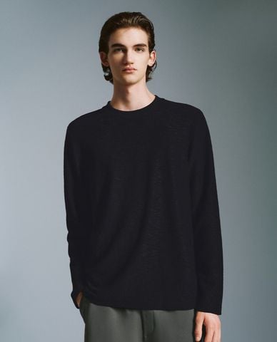  URBAN REVIVO - Áo thun nam cổ tròn tay dài Knitted 