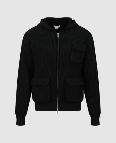  URBAN REVIVO - Áo khoác nam phối mũ khóa zip hiện đại 