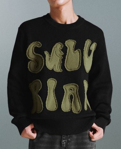  URBAN REVIVO - Áo dệt kim nam cổ tròn tay dài trẻ trung 