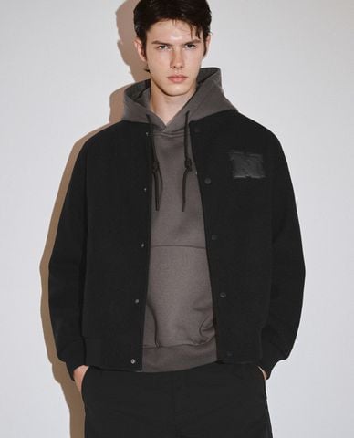  URBAN REVIVO - Áo khoác bomber nam tay dài Press Button 