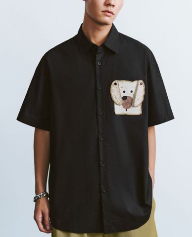  URBAN REVIVO - Áo sơ mi nam cổ bẻ tay ngắn Printed Button Up Straight 