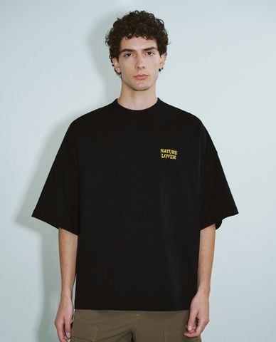  URBAN REVIVO - Áo thun nam cổ tròn tay ngắn Letter Printed 