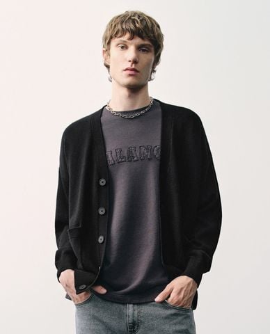  URBAN REVIVO - Áo khoác cardigan nam cổ V tay dài Loose 