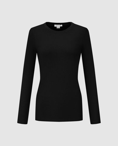  URBAN REVIVO - Áo thun nữ cổ tròn tay dài phom ôm quyến rũ 