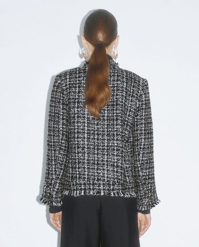  URBAN REVIVO - Áo khoác tweed nữ phối nút sang trọng Button Up 