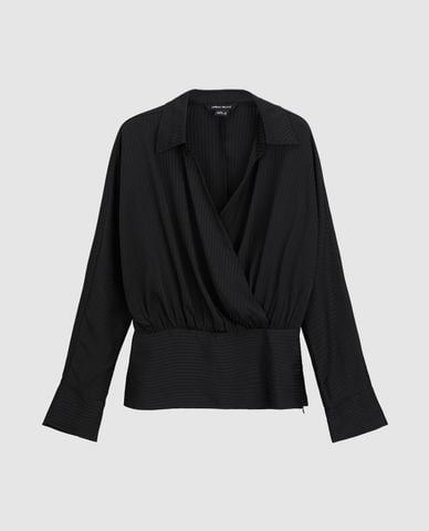  URBAN REVIVO - Áo kiểu nữ cổ V tay dài Surplice Front 