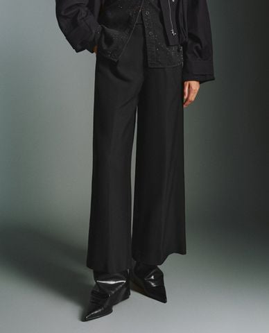  URBAN REVIVO - Quần nữ ống rộng cạp cao thanh lịch 