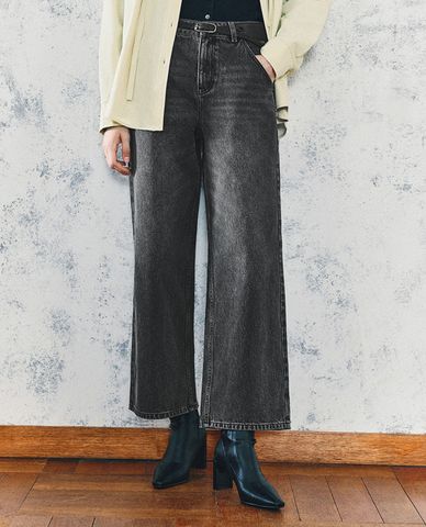  URBAN REVIVO - Quần jeans nữ ống rộng trẻ trung 