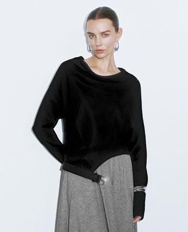  URBAN REVIVO - Áo kiểu nữ tay dài phối thắt lưng Regular Overhead 